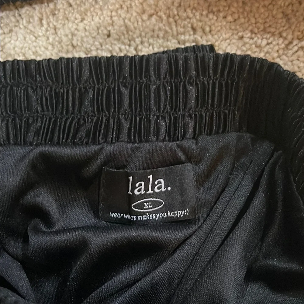 Dressed in LALA Black Button Down Shirt & Skirt - Picture 9 of 10